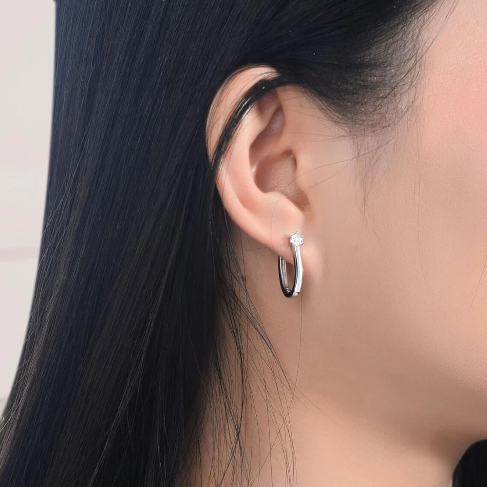 0.3ct Moissanite Diamond Hoop Earrings For Women  100% Sterling Silver Summer Style Hypoallergenic Fine Jewelry Drop Shipping