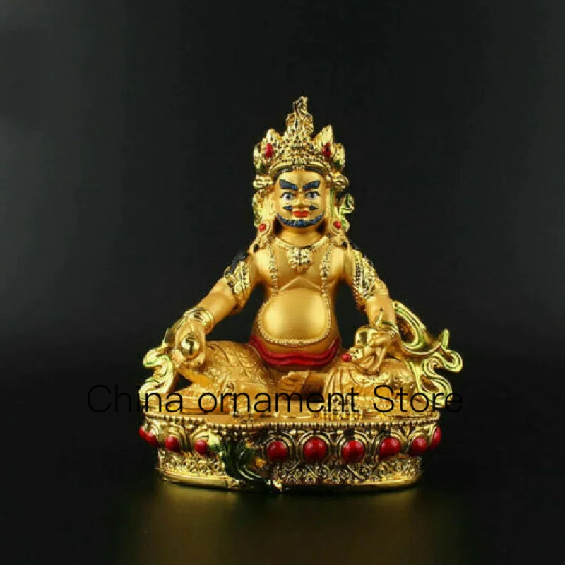 

5.7-Inch Tibetan Buddhism Resin Gold Plated Yellow Jambhala Wealth God Mouse Statue