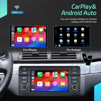 Radio para coche Podofo de 7 pulgadas con sistema Android para BMW 3 E46 1998-2005, sistema inteligente para coche, navegación GPS 2din, WiFi, CarPlay, Android Auto, BT, FM, reproductor multimedia para automóvil, sistema inteligente para coche, unidad principal 1
