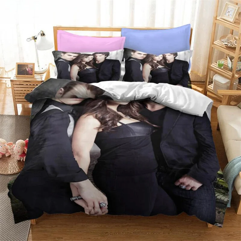 

The Vampire Diaries Print Bedding Set 3D Character Duvet Cover Set With Pillowcase Twin Full Queen King Bedclothes