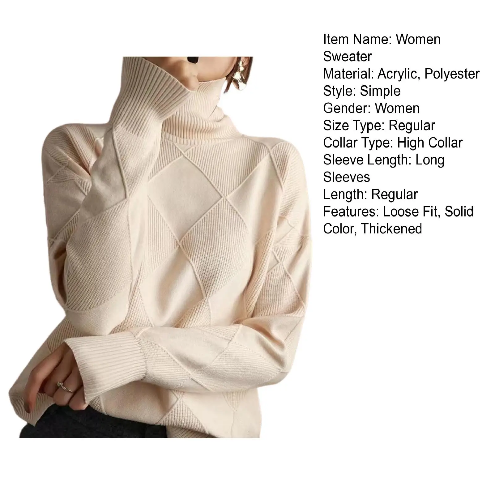 Loose Solid Turtleneck Pullover Sweater Women Winter Thicken Stringy Selvedge Crochet Tops Female Fashion Warm Knitetd Sweaters