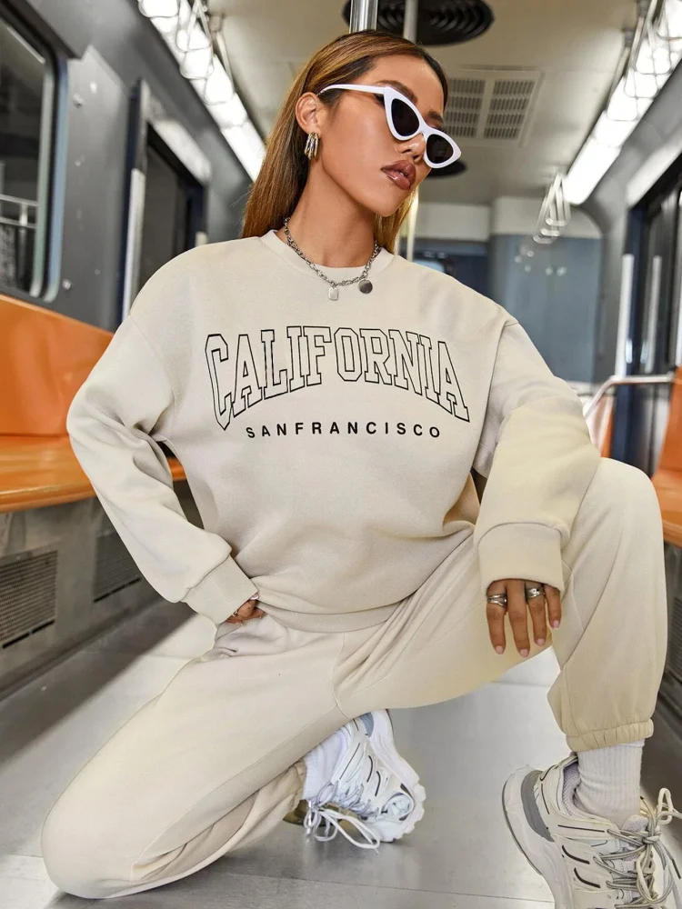 California Sanfrancisco Letter Prints Woman Pullover All-math Trend Long Sleeves Creativity Vintage Clothes Street Womens Hoodie