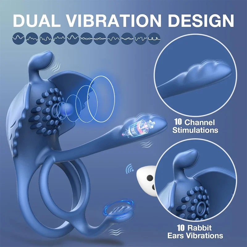 Кольца для пениса, вибратор для мужчин 3 в 1, женский стимулятор клитора, мужская задержка эякуляции, вибрирующие секс-игрушки для взрослых для пар