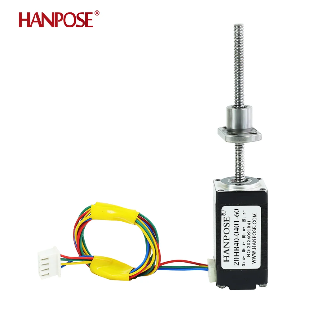 Motor de Passo Nema 8 X HANPOSE 0.03N.M 0.8A 20HB24/34/40-0401/0601-60 com Fuso Esférico 100-300MM para Fresagem CNC