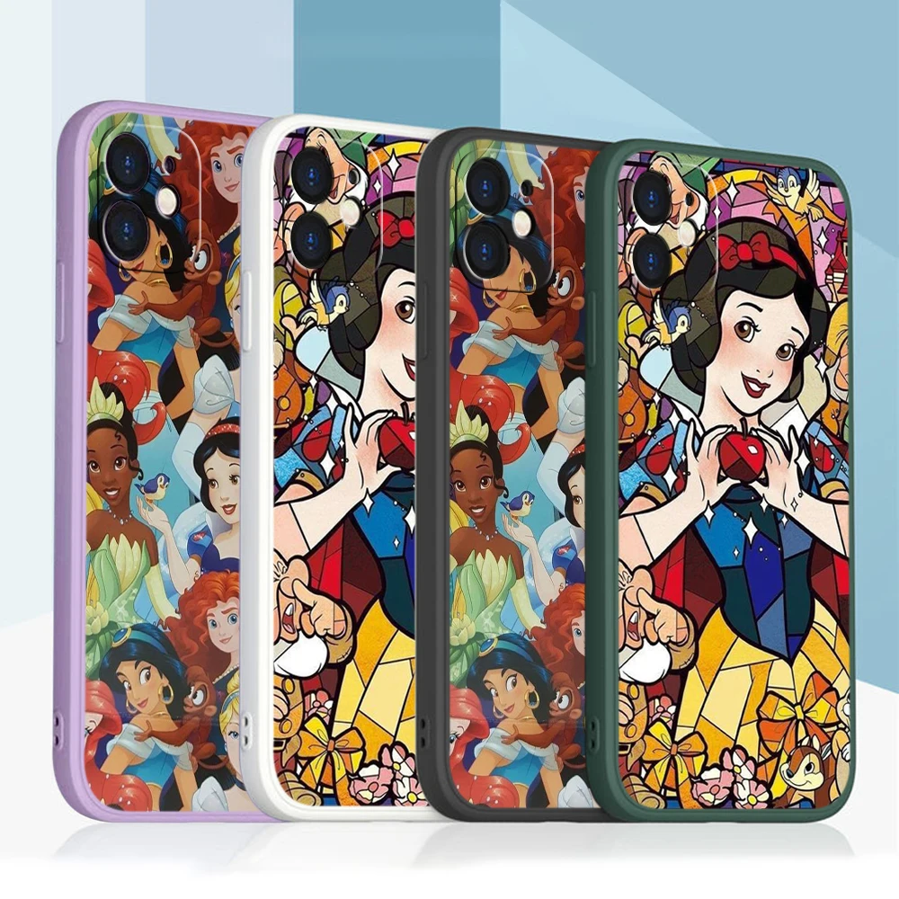 for iPhone 16 Pro Max 11 12 13 14 15 Plus 7 8 Xs XR With Lanyard Straight edge Soft Phone Case SS34 Disney Snow White Alice