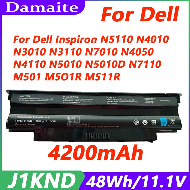 

11.1V 48WH 6cell Laptop Battery J1KND For Dell Inspiron N4010 N3010 N3110 N4050 N4110 N5010 N5010D N5110 N7010 N7110 Notebook