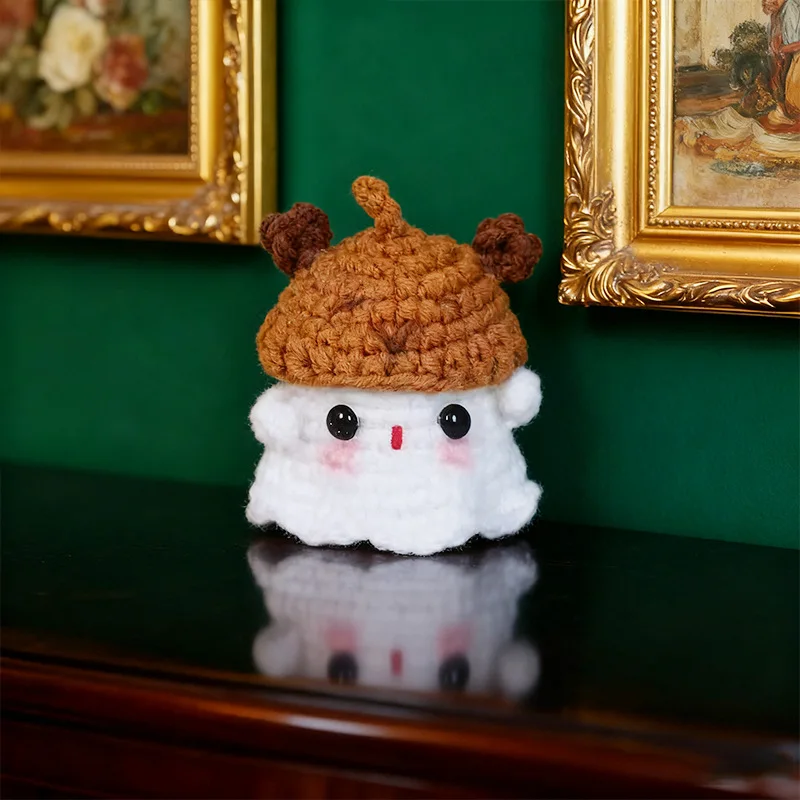 

Funny Pumpkin Ghost Keychain Pendant Christmas Decoration Mini Handmade Knitting Ghost Ornament Crochet Doll Home Party Gifts