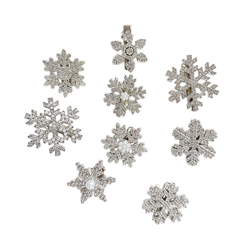 الشظية ندفة الثلج مشبك شعر النساء الفتيات الحلو الانفجارات الجانب كليب حجر الراين دبوس الشعر الشتاء فروي باريت مجوهرات الزفاف أغطية الرأس #5