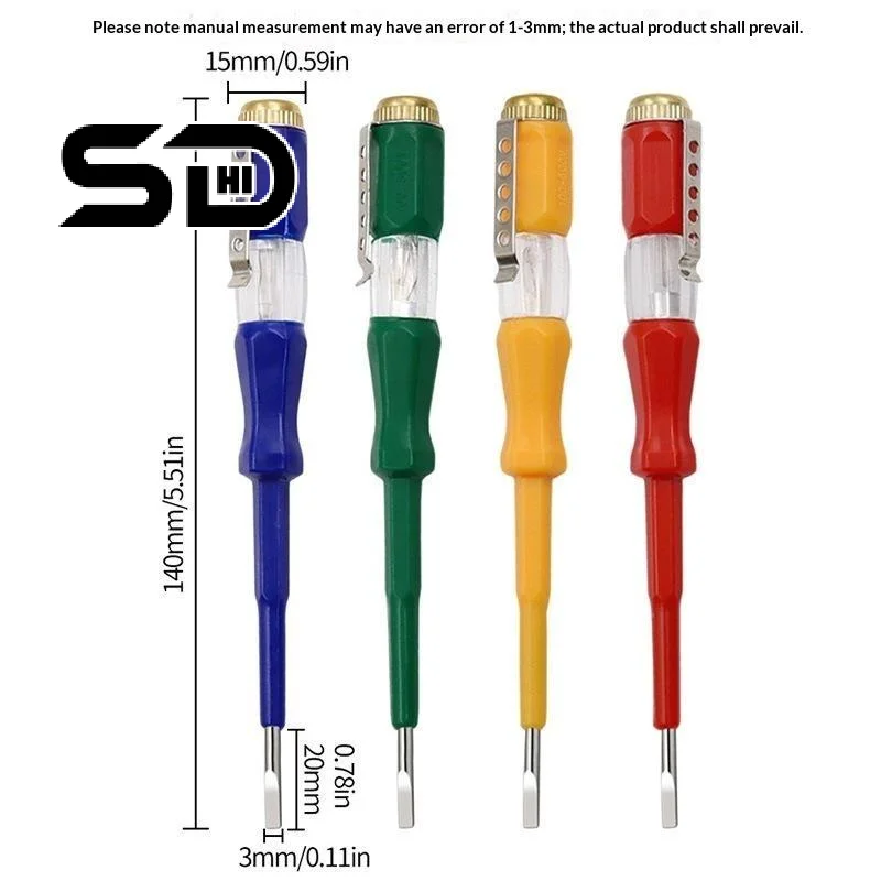 4PC 100-500V Screwdriver Voltage Tester Pen Neon Test Light with 2.5mm Slotted Bit Screwdriver for Electric Circuit Tool