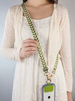 Lanière longue réglable pour téléphone portable, large sangle de cou en tissu, ornements suspendus en perles pour femmes, lanière Anti-perte 6