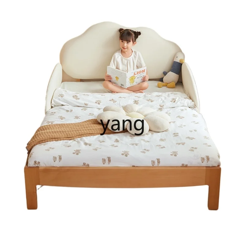 

Yjq Solid Wood Retractable Children's Bed Girl Cloud Bed Widened Stitching Artifact Princess Bed Bedroom