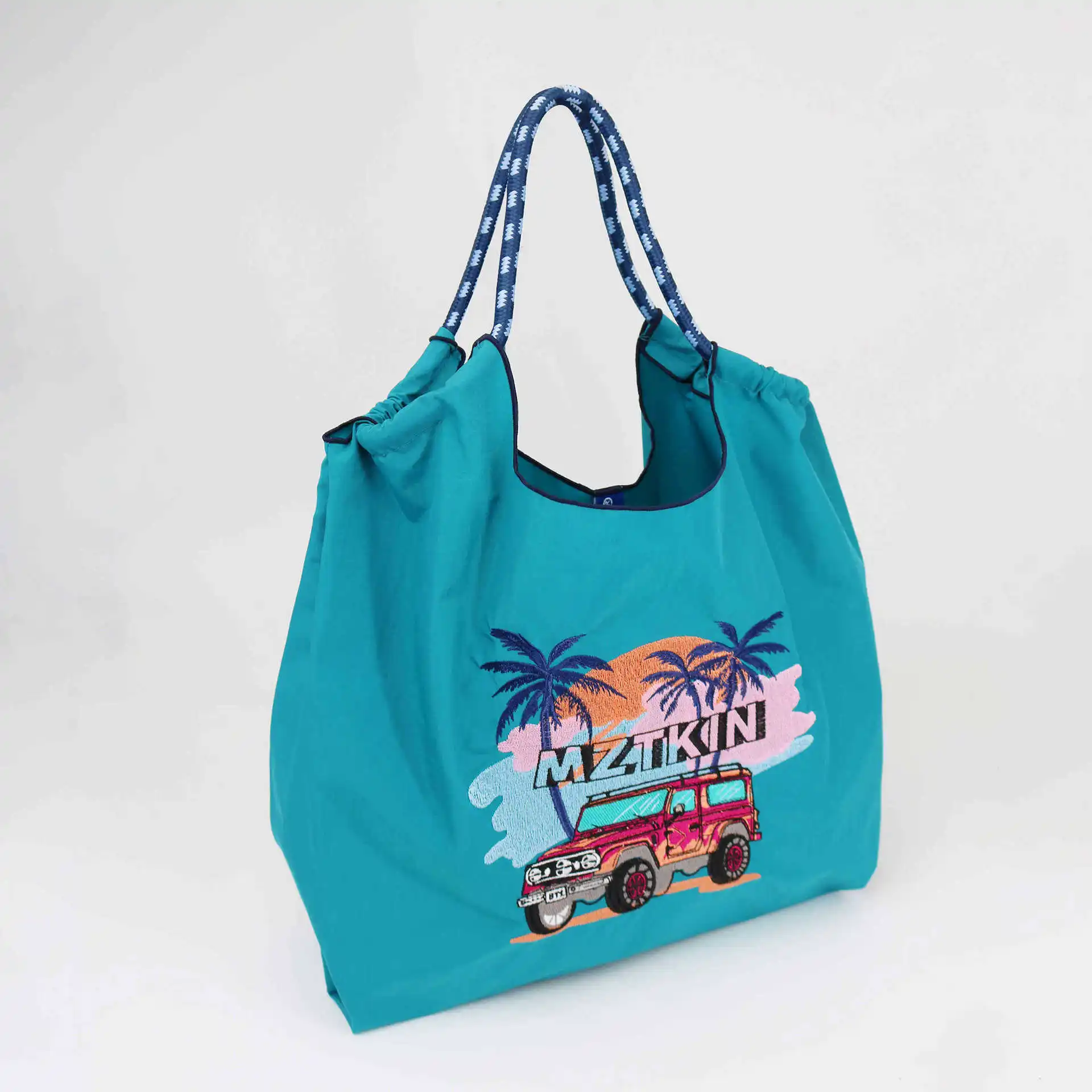 Car Embroidery Tote Bag Oversize Nylon Shoulder Bag Rope Handle Designer Handbags Eco Bags Large Capacity Shopper Purse 2024 New