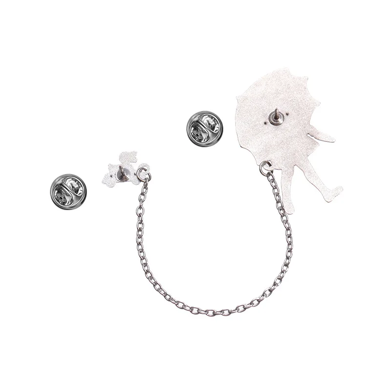 الكرتون سلسلة ربط الفن المينا بروش لطيف فتاة صغيرة مع مظلة ظهره شارة التلبيب دبابيس مجوهرات هدايا للرجال النساء