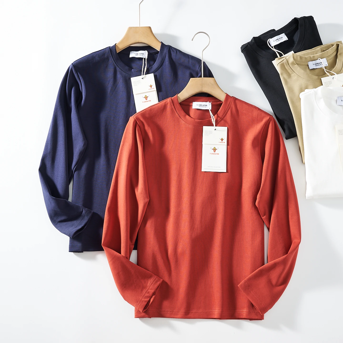 

2025 Autumn New American Retro Long Sleeve O-neck Solid Color T-shirt Men's Fashion Simple 100% Cotton Washed Casual Sport Tops