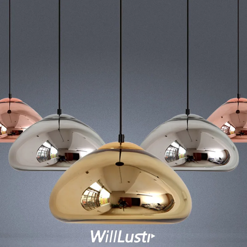 

Modern Mouth Blown Glass Pendant Light Creative Plated Rose Gold Silver Suspension Lamp Hotel Restaurant Cafe Counter Lighting