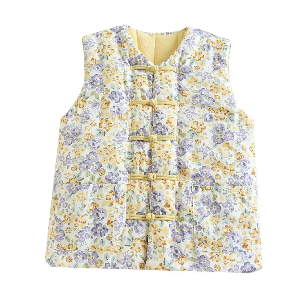 Women's Slim-fit Cotton Vest Chinese-style Vintage Literary Design Autumn Winter Fashionable Casual Outerwear