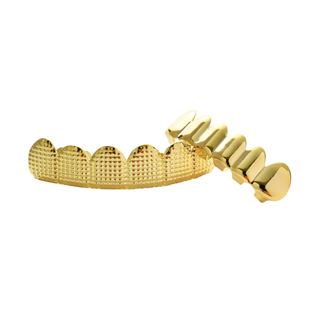 Hiphop Vergulde Tanden Grillz Set Top Tand Grills Tandheelkundige Mond Punk Tanden Caps Cosplay Party Rapper Sieraden