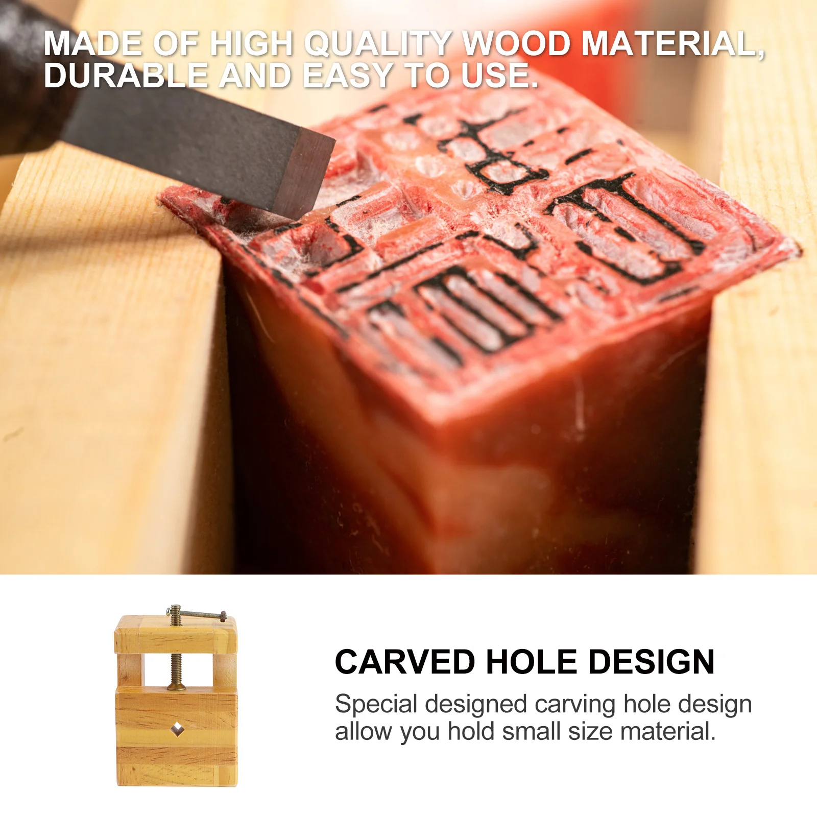

Large Size Pine Wood Seal Fixing Tool Durable Easy Control Engraved Printing Stone Carving Tool for Engraved Seal Hobby Use