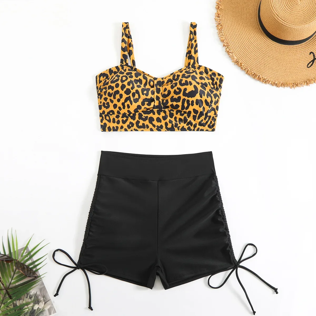 Sexy Leopard Swimwear High Waist Bikini 2025 Women Swimsuits with Shorts Beach Bathing Suit Brazilian Bikinis Set Sports Biquini