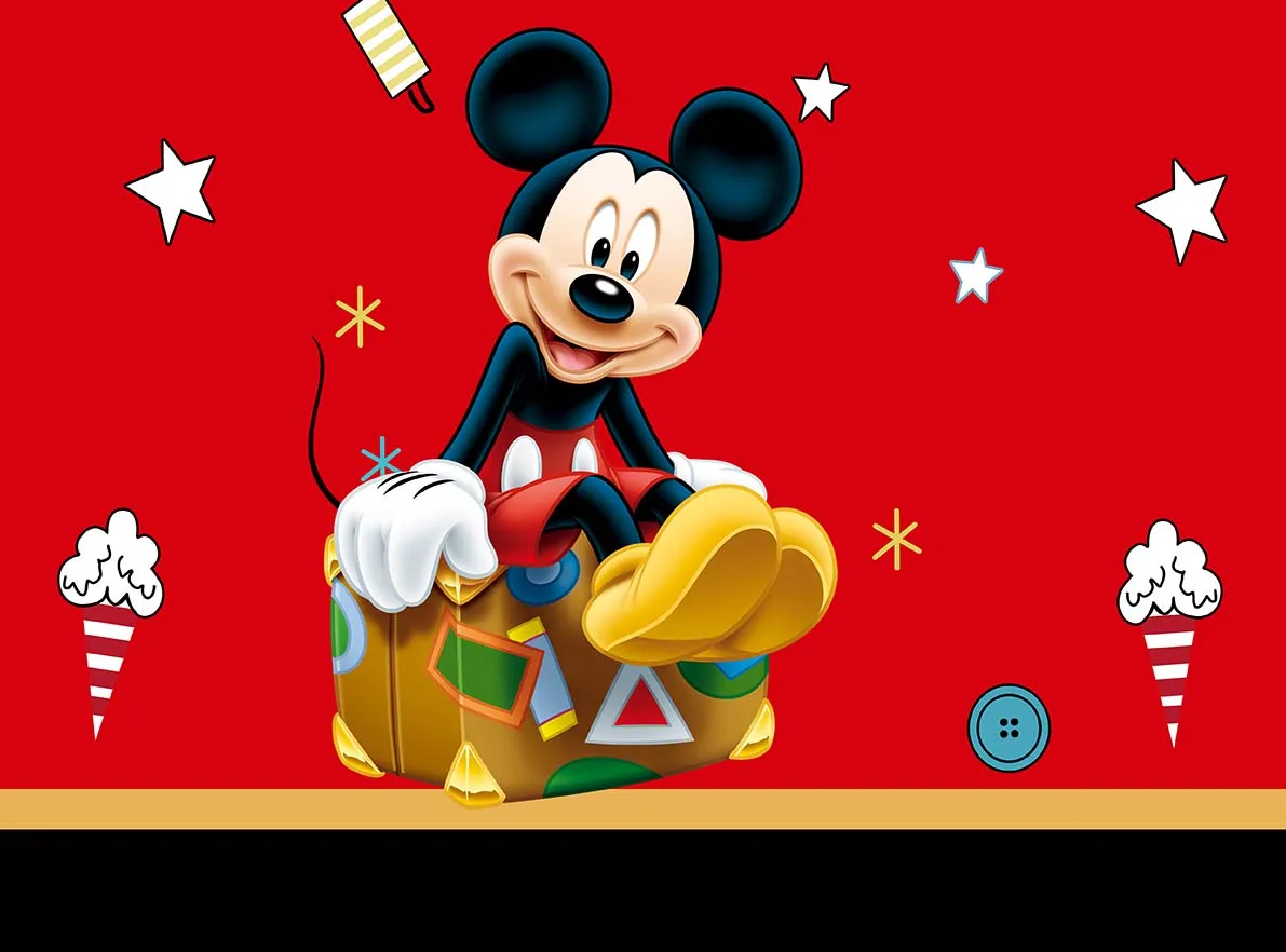 Disney Mickey Mouse สีแดงการถ่ายภาพฉากหลังเด็กแรกวันเกิดพื้นหลัง Prince ภาพพื้นหลังการ์ตูน Photozone