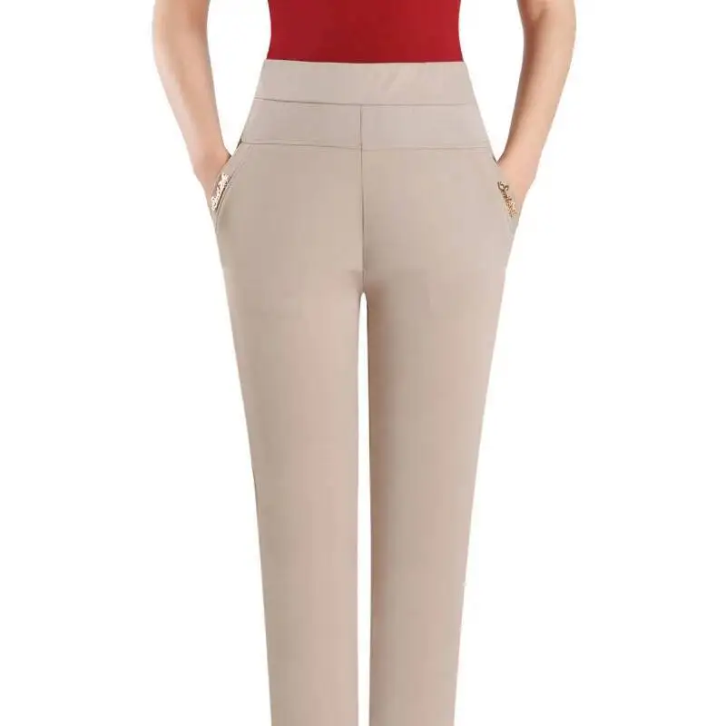 Women Capris High Waist Skinny Pencil Pants 2024 Women's Summer Breeches Casual Stretch Solid Color Calf Length Pants