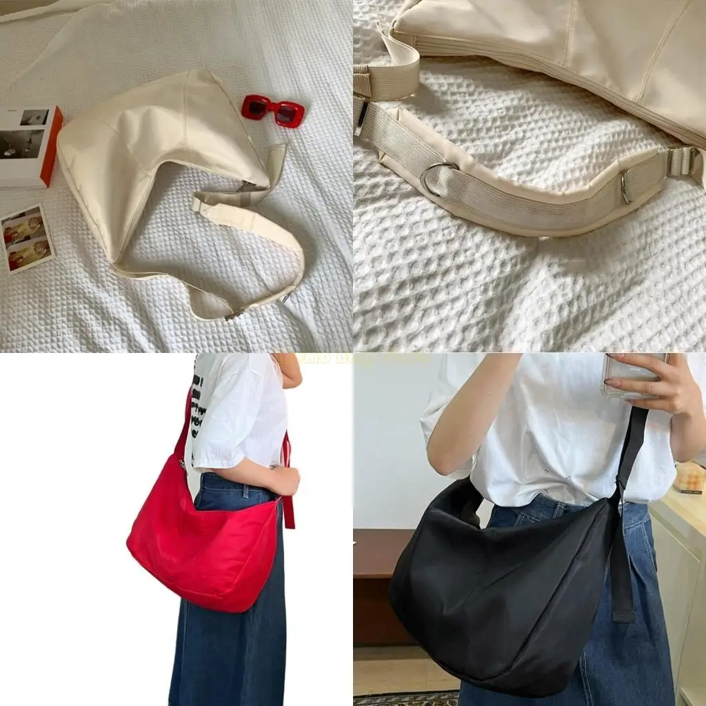 

X90D Multi Purpose Solid Color Nylon Shoulder Bag with Adjustable Strap Unisex Zippered Crossbody Bag Purse for Everyday Use