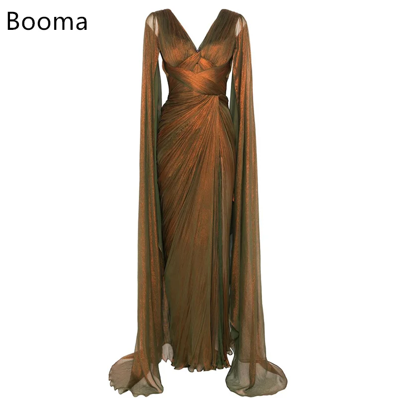 

Booma Elegant A-Line Shiny V-Neck Long Pleat Dresses Formal Party Gowns for Women Sleeveless SimpleProm Gown Customize