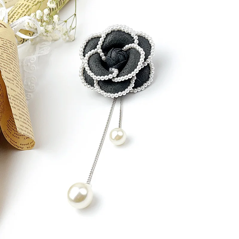 15 Styles New Design Handmade Flower Brooch Camellia Pearl Tassel Pins Korean Fashion Women Clothing Jewelry Accessories Corsage