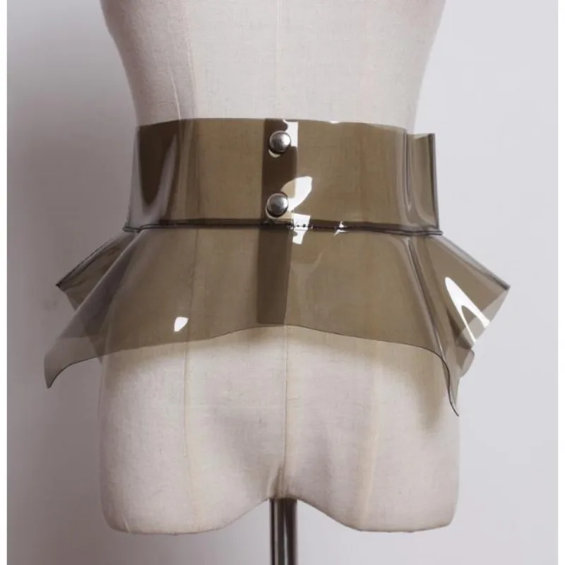 Cincher in vita alla moda laser Cintura larga con volant Abito da donna Cintura dimagrante in plastica PVC Cintura elegante con accento Accattivante ‌ Corsetto