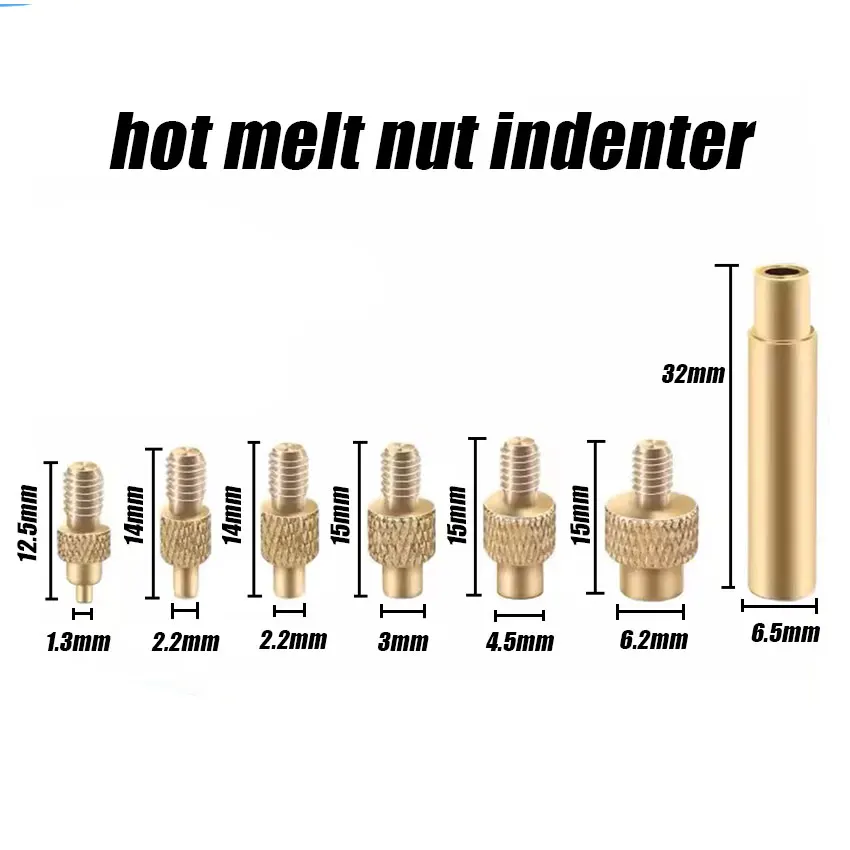 

Heat Insert Nut Iron Tip M2 M3 M4 M5 M6 M8 Brass Thread Embedded Kit Heat Insertion Tool for Plastic 3D Printer Soldering Iron