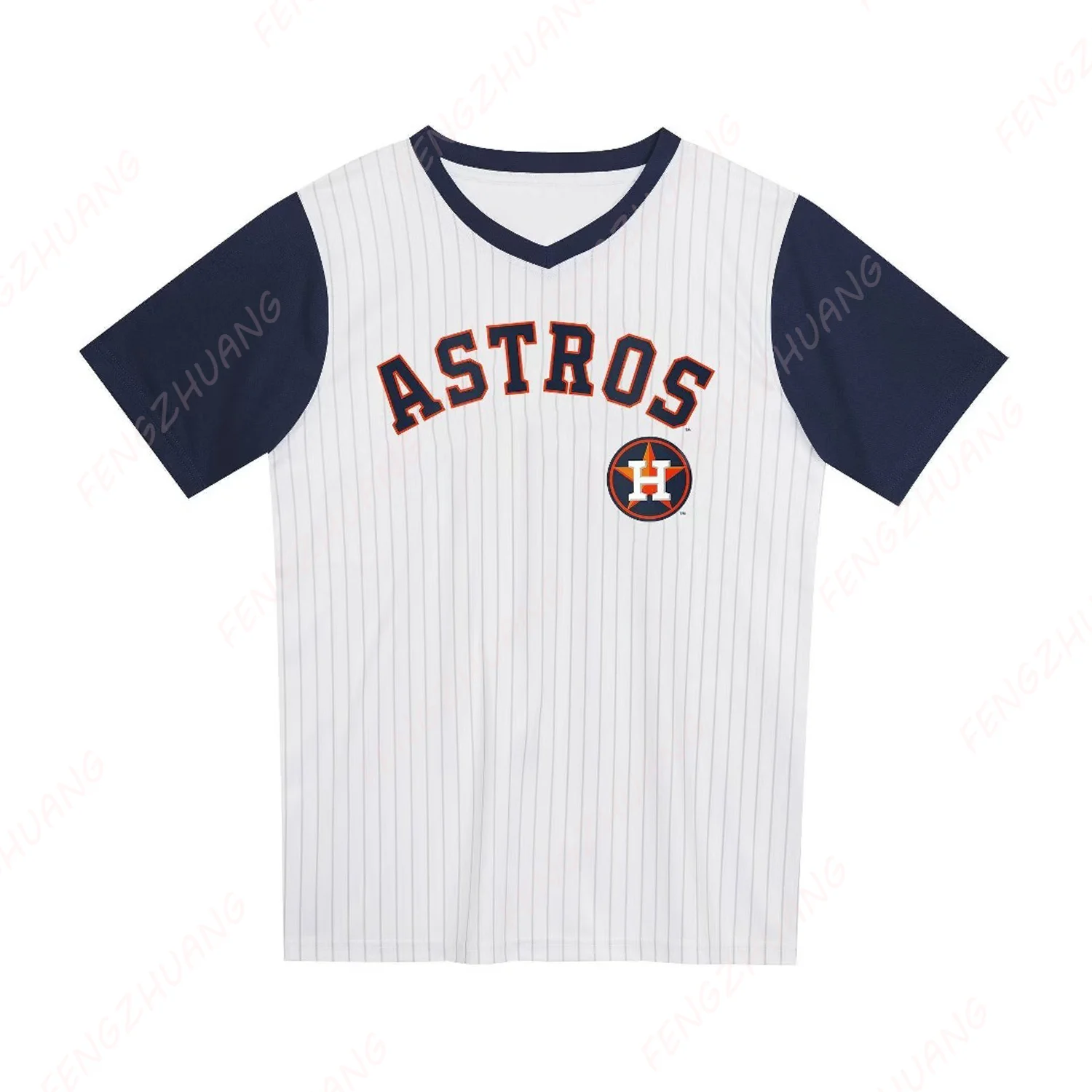 Houston Astros Pinstripe Jersey Outdoor Quick Dry Short Sleeve Comfortable Breathable Sportswear Summer Classic Loose T-Shirt