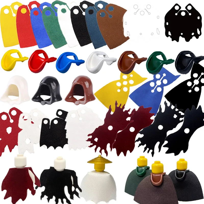 MOC Movie Character Wars Cape Vampire Coat Plush Anti-Fur Cloak Figures Building Blocks Helmet Hood Mini Weapons Bricks Toys