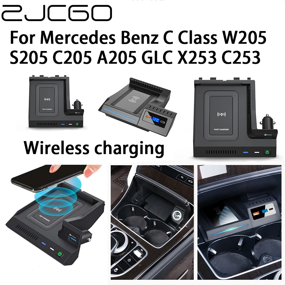 

ZJCGO 15W Car QI Mobile Phone Fast Charging Wireless Charger for Mercedes Benz C Class W205 S205 C205 A205 GLC X253 C253