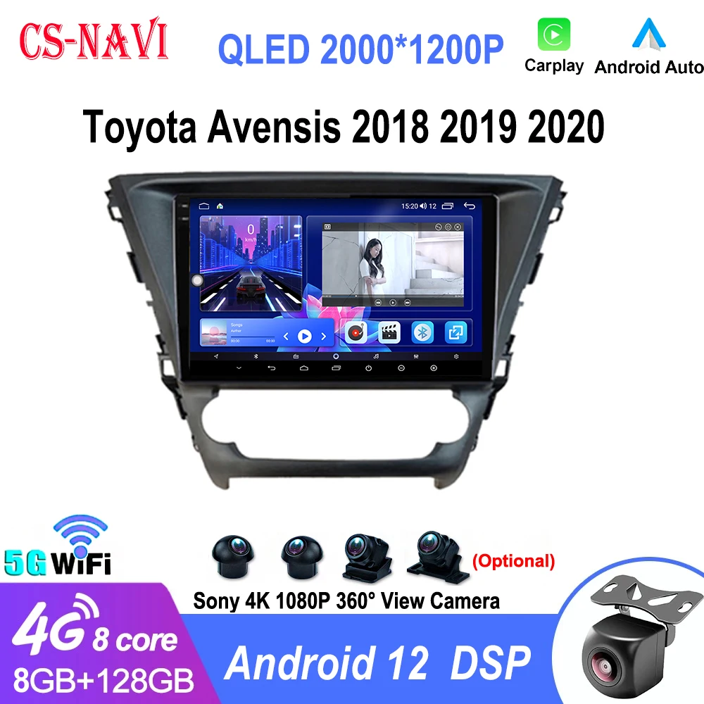 

Android 12 For Toyota Avensis 2018 2019 2020 QLED Navigation Video Car Radio Multimedia iPhone Wireless Carplay GPS Sony Cam DSP