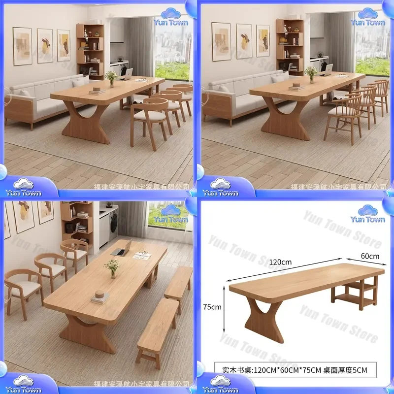 Large Solid Wood Desk for Living Room Nordic Long Table for Sofa Reading Study Workbench Office Home Workspace Furniture