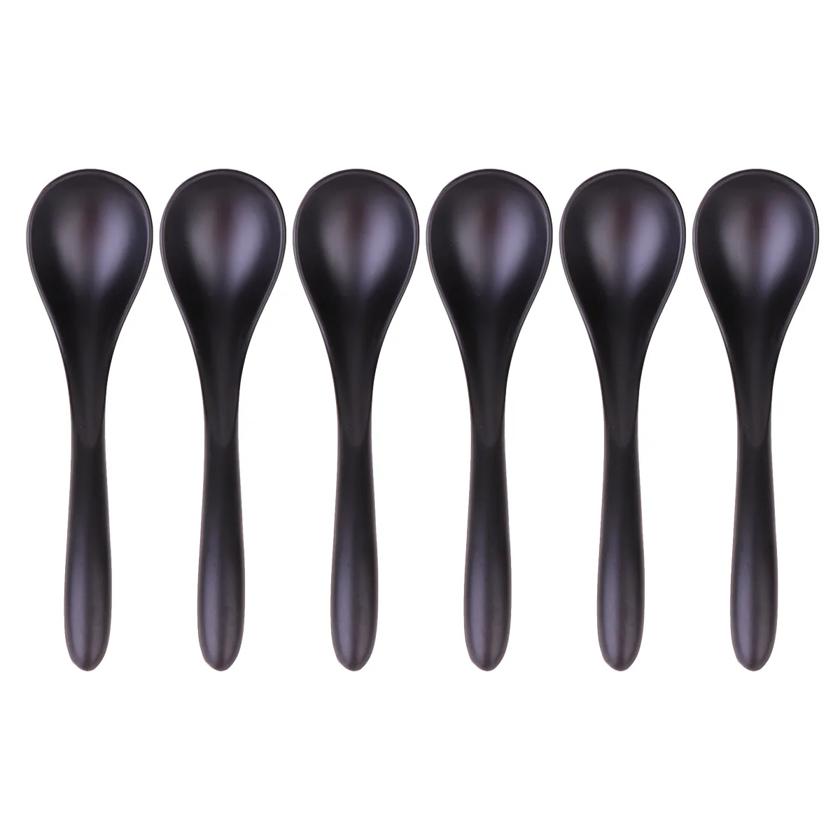 

6Pcs Black Soup Spoon Versatile for Home Party Restaurant Use Non Toxic Odorless Melamine Tableware Stylish Lightweight Flatware