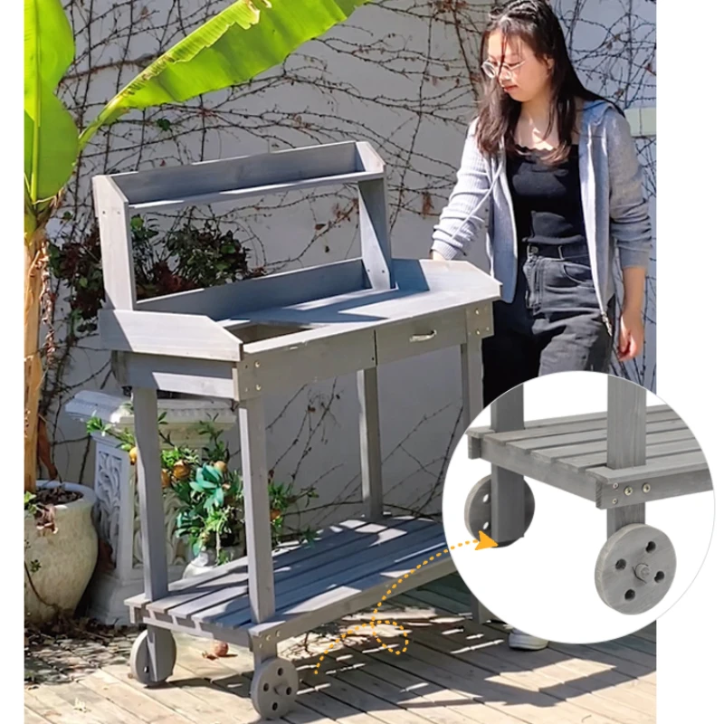 Indoor garden workbench for old flower stands Outdoor storage tool stands Flower planting operation table Small room