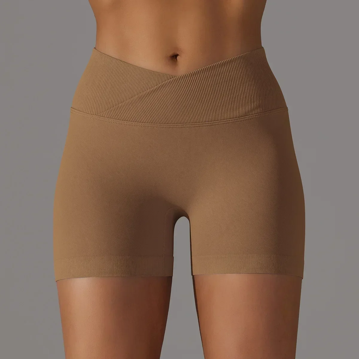 Damen-Sportshorts, Push-Ups mit hoher Taille, Bauchkontrolle, Fitnessstudio, Fitnessübungen, pfirsichfarbenes Hüftradfahren, Yoga-Shorts