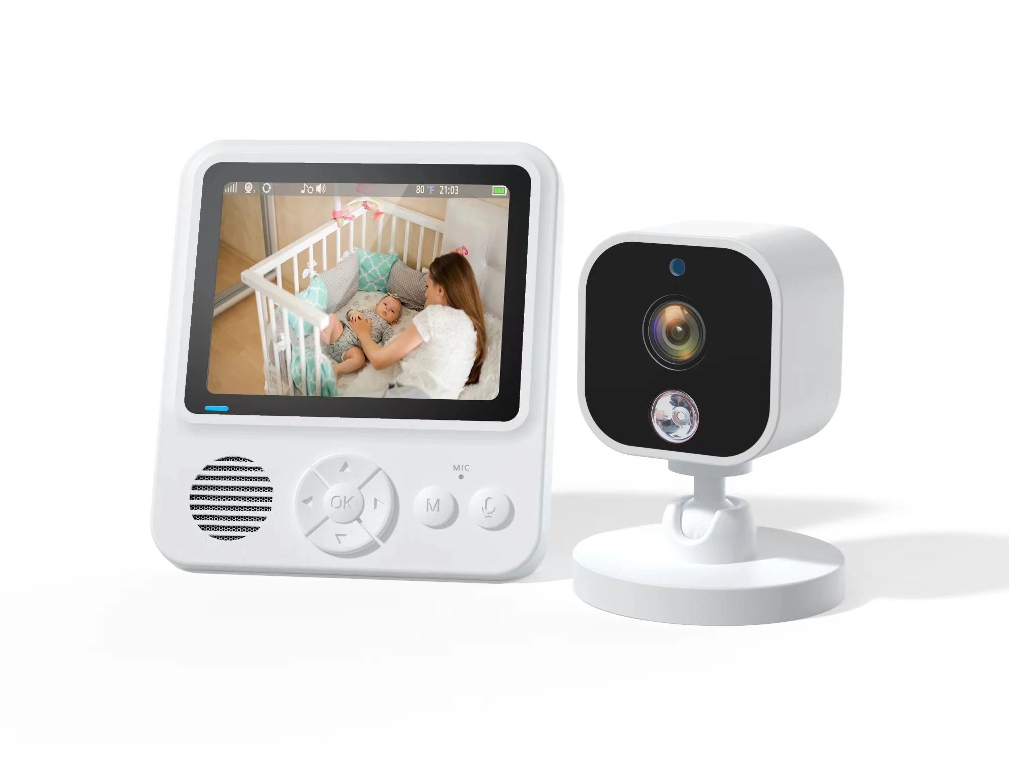 BGPWST Smart Video monitor bebe, HD Digital Wireless Video Baby Monitor with Night Vision & Temperature Sensor, 2 Way Talk