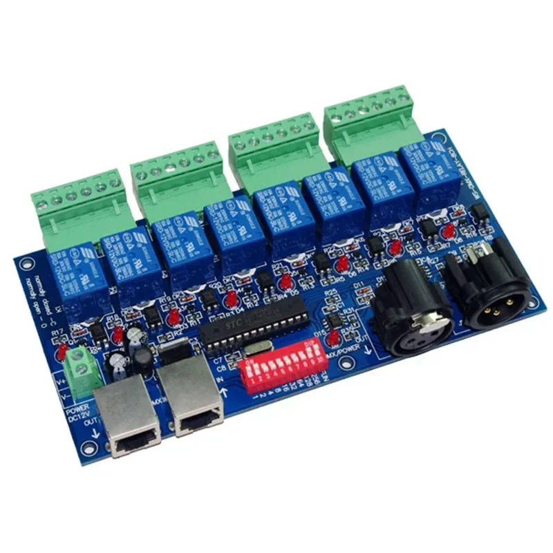 8 channe Relay switch dmx512 Controller 10A*8CH led light controller DC12V 8 group relay switch