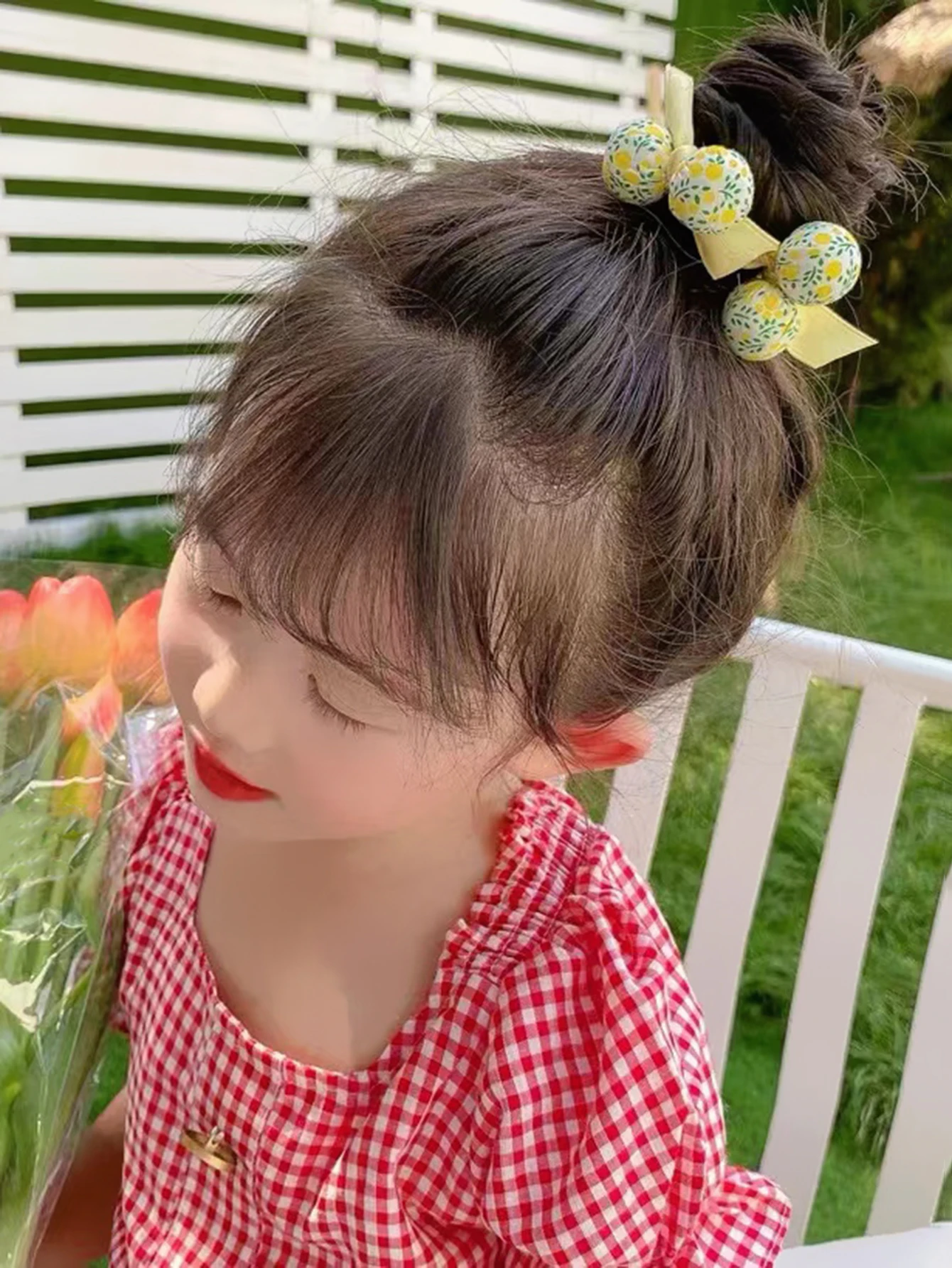 Korean children\'s fresh floral hair rings, girls with elastic bands tied in small braids, hair ropes that do not harm hair, head