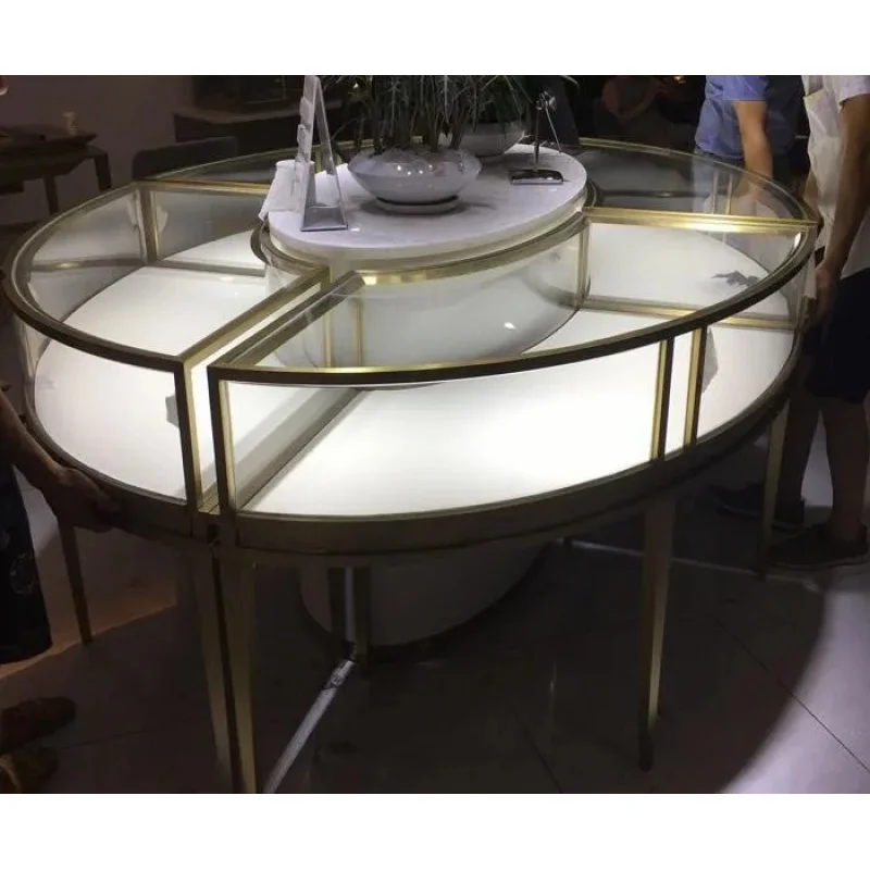 custom.Round Shape Jewelry Display Unique Design Jewelry Display Counter Wooden Jewelry Display Cabinet
