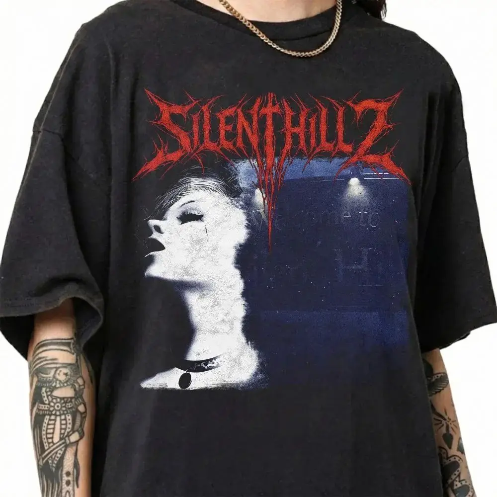 Camisetas Y2k Vintage de los 90 con Estampado del Juego de Supervivencia Silent Hill 2, Camiseta Informal Holgada de Verano para Hombre y Mujer, Unisex