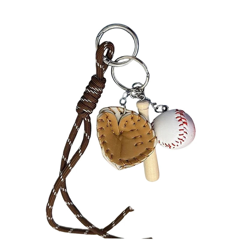 Mini-Baseballhandschuh Holzschläger Schlüsselanhänger Damen-Taschenzubehör Sportwagen-Schlüsselanhänger Geschenk für Mann und Frau – Detail 6