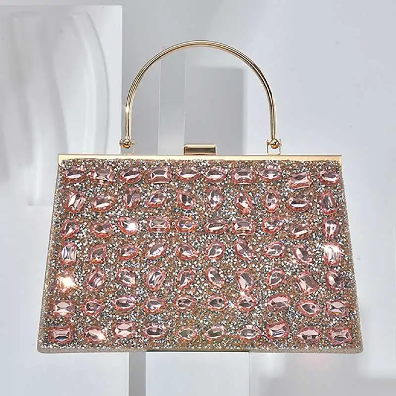 

Новинка 2024 года, роскошная вечерняя сумка трапециевидной формы с бриллиантами, сверкающая сумка со стразами, блестящая вечерние, ужин, свадебное платье, вечерняя сумка