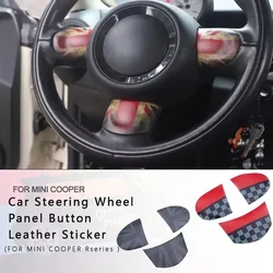Car Steering Wheel Panel Button Leather Sticker For MINI COOPER R55 R56 R57 R58 R59 R60 R61 Countryman