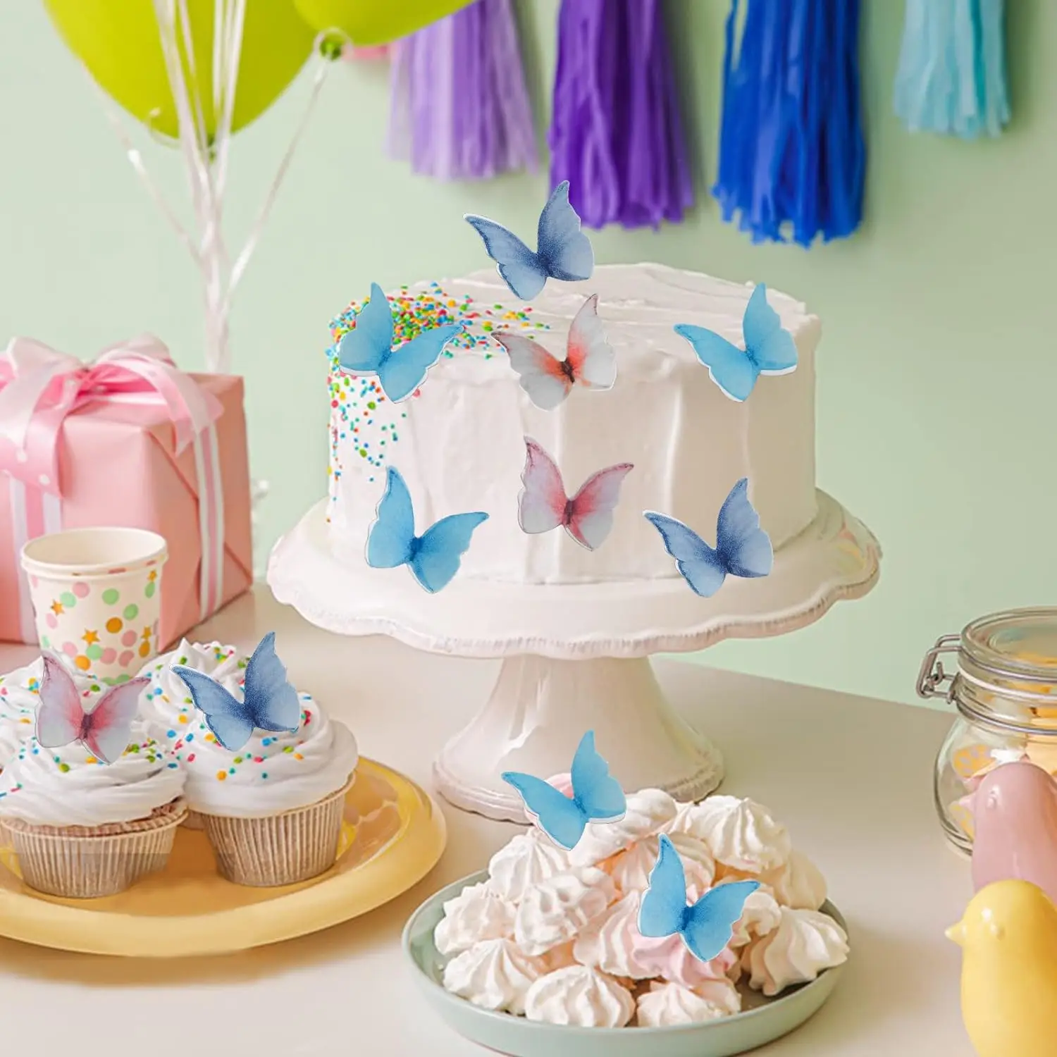 48/160 Stück rosa Schmetterlinge Cupcake Topper Papier Schmetterling Kuchen Topper für Geburtstag Braut Baby Dusche Mädchen Kuchen Dekorationen – Detail 24