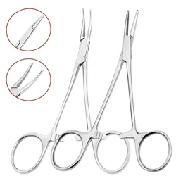 Stainless Steel Curved Tip and Straight Tip Forceps Lockin 12.5,16,18cm for Clip Pet Hair Clamp Fishing Plier Hand Tool