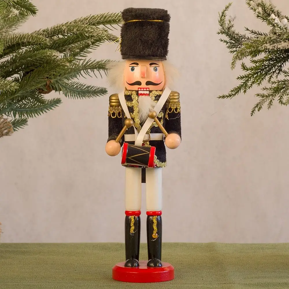 Merry Christmas Vintage Christmas Nutcracker Painted Handicraft Soldier Doll King Drummer Handcraft Figurine Ornament Home