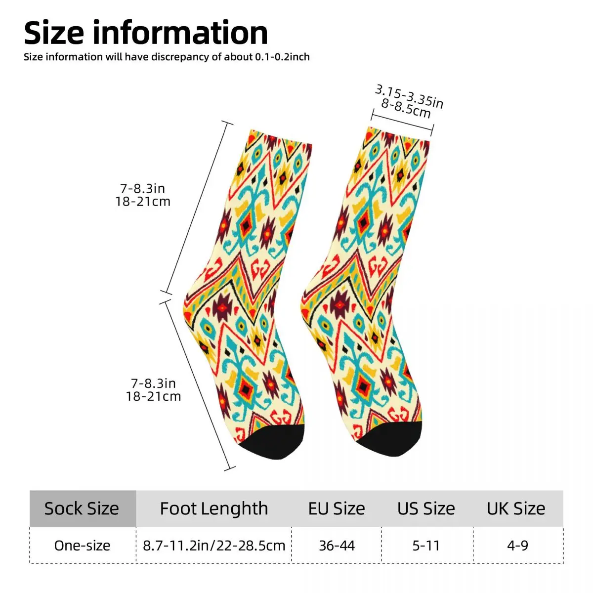 Happy Retro Ikat Geometric Folklore Pattern (2) Crazy Men's Socks Unisex Harajuku Pattern Printed Novelty Crew Sock Boys Gift